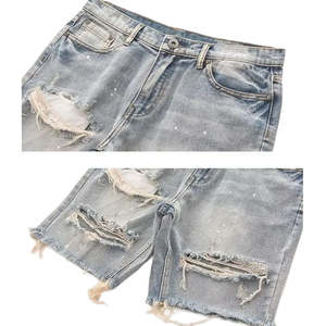 DISCOVER-IMPEX 2026 Short en jean délavé pour homme, déchiré, à ourlet effiloché, décontracté, pour l'été - Product Image 3