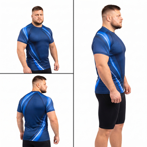 Camiseta de compresión de manga corta para hombre, personalizada con sublimación, protección contra erupciones, talla grande, capa base para entrenamiento deportivo - Product Image 5