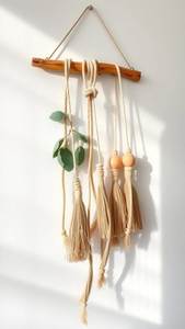Décoration murale amovible légère en perles de bois style bohème moderne, ornements suspendus faits à la main écologiques, rustiques, pour Diwali - Product Image 4