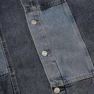 Veste en jean pour homme de haute qualité, couleur grise, manches longues, en coton, avec poche latérale, fermeture à boutons pression - Product Image 5