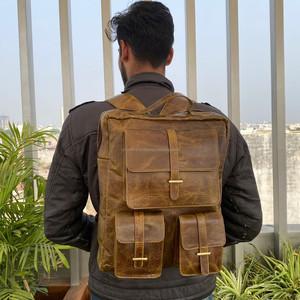 New Full Grain Leather Casual Computer School Rucksack <b>Bag</b> Luxury Backpack <b>Men</b> College Laptop Backpacks for Travel Business Trip - Product Image 2