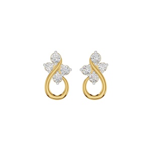 Boucles d'oreilles clous en diamant de laboratoire couleur or, motif feuille marquise incurvée, pour mariage, fête, cadeau - Product Image 1