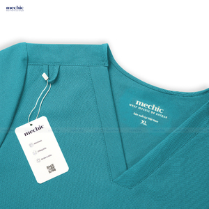 Ensemble de blouses médicales vert menthe pour hommes, col en V, manches courtes, uniforme d'hôpital, pantalon en polyester et rayonne tissé inclus - Product Image 5