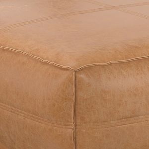 Tavolino da Caffè Extra Large Brody in Pelle Marrone Invecchiata, Pouf e Sgabelli - Product Image 2