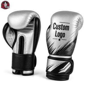 Kickboxing OEM ODM Service Custom Logo <b>Silver</b> and Black Boxing <b>Gloves</b> Professional Training Sparring Punching Bag <b>Gloves</b> - Product Image 2