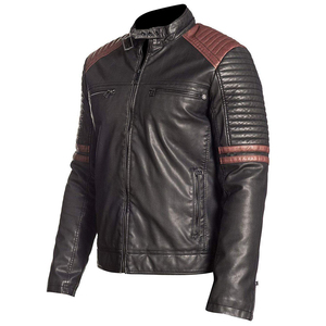 <b>Men's</b> Vintage Winter Eco-Friendly Reversible Waterproof Cow Skin Leather <b>Canvas</b> <b>Jacket</b> Distressed Finish Front Zipper Multiple - Product Image 4