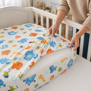 100% Organic Cotton Waterproof Fitted Crib Sheet | Knitted Baby Sheet with Animal/Plant Patterns Soft Breathable Premium Quality - Product Image 5