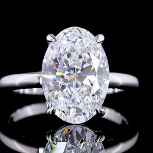 Bague de fiançailles minimaliste en or blanc 14 carats avec diamant de laboratoire ovale de 4 carats certifié IGI, solitaire, bijoux fins, vente en gros - Product Image 3