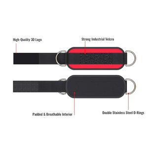 Gym Weight Lifting Neoprene Red And Black Nylon Hook And Loop Cotton Material <b>Adjustable</b> <b>Strap</b> OEM Design <b>Straps</b> Ankle Support - Product Image 3