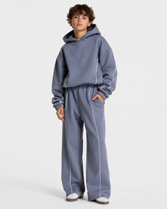 Kid Boys Pullover Hoodie Jogger <b>Set</b> Oversized Fit Kids Sweatsuit Kid Boys Casual Fleece Sportswear Custom Kids Tracksuit OEM ODM - Product Image 1