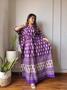 Red Casual Boho Maxi Dress Handmade <b>Kaftan</b> Floral Geometric Patterns V-Neck Loose Fit Three-Quarter Sleeves Flared Hem <b>Summer</b> - Product Image 5