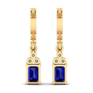 REYES New Fashion 14K 18K 22K Gold Diamond Drop Earrings for Women Customize Blue Sapphire Gemstone <b>Wedding</b> Gift Earrings - Product Image 4
