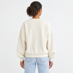 Sweat-shirt oversize à col rond pour femme, broderie multicolore personnalisée en twill, streetwear à marque privée, vente en gros - Product Image 2