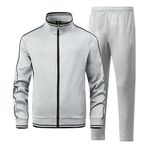 Men 2 Piece Athletic Tracksuit Full Zip <b>Workout</b> Sweatsuit <b>Jacket</b> and Pants OEM Wholesale - Product Image 2
