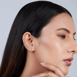 Pendientes de barra de oro de 14K con diamantes cultivados en laboratorio, engaste pavé de 8 piedras, 0.15ctw, certificado IGI, joyería minimalista para boda, regalo para - Product Image 5