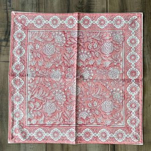 Hand Block Printed Cotton <b>Placemat</b> & Napkin Set: Floral Table Decor 100% Cotton Table Linens - Product Image 2