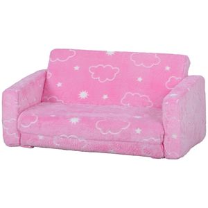 Divano per Bambini con Motivo a Nuvole Luminose e Rivestimento Rosa Lavabile - Product Image 1