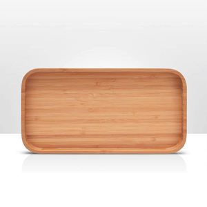 Plateau de service rectangulaire en bambou avec rebord surélevé, plateau de présentation en bois pour le thé, les collations, usage décoratif - Product Image 2