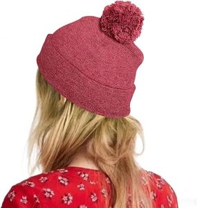 Red Knitted Beanie <b>Hat</b> With Pom Pom For <b>Men</b> <b>Winter</b> Warm Casual Cap 100 Acrylic Hand Made Solid Color Adult Size 56 58CM - Product Image 2
