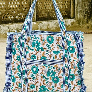 Bolso de Hombro Acolchado de Algodón al por Mayor, Bolso Tote con Estampado Floral, de Gran Capacidad, de Poliéster para Uso Diario de Mujeres - Product Image 1