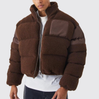 Blousons matelassés personnalisés de haute qualité, imperméables et coupe-vent, à col montant, en tissu tricoté, avec rembourrage 300 Fill Power, épais pour l'hiver, 100% duvet de canard