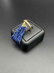 Bague ajustable dorée en lapis-lazuli naturel, argent sterling 925 plaqué or 14 carats, bijoux en pierres précieuses faits à la main - Product Image 2