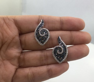 1.61 Cttw Round Cut White & Multi Color Natural Diamond Stud <b>Earrings</b> for Women in 925 Sterling Silver, Push <b>Back</b>, Prong Setting - Product Image 3