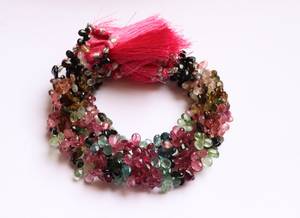 Perles en tourmaline naturelle facettées en forme de cœur, 8 pouces, taille 6-6,5 mm, perles de pierres précieuses en tourmaline multicolores de haute qualité - Product Image 3