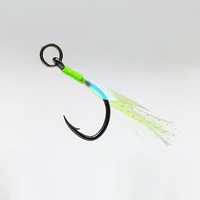 Hameçon simple lumineux en acier au carbone pour jigging en eau salée, avec anneau, barbelé, type Izeni, pour la pêche au bar et à la truite