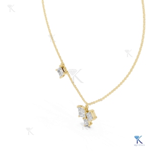 Conjunto de Joyas de Diamantes Cultivados en Laboratorio, Colgante de Racimo Princesa en Forma de Cometa, Oro Sólido de 14K y 18K, Joyería Fina Asimétrica para Mujer, Venta al por Mayor de Fábrica - Product Image 4
