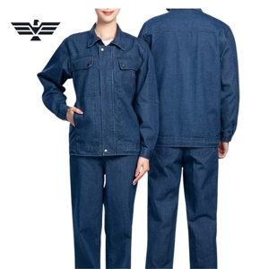 Conjunto de Overol de Trabajo Personalizado Unisex de Algodón y Mezclilla, Cómodo, con Serigrafía, Chaqueta y Pantalones Resistentes para Mecánicos Industriales - Product Image 3