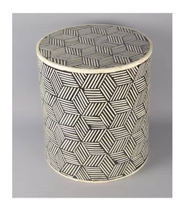 Tabouret en os incrusté pour salon, 100% os de buffle naturel, design américain moderne, motif floral, pour mariage et fête - Product Image 5