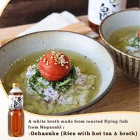 Sauce Soja Légère Japonaise, Condiments pour Fruits de Mer, Bouillon de Poisson Volant NIBISHI, Ago-Dashi Blanc, Bouteille de 1000 ml