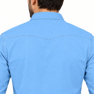 Camisa de Mezclilla para Hombre, Clásica, de Manga Larga, Casual, con Dos Bolsillos, Ajuste Cómodo, Tela Suave, Cuello Camisero, Acabado Impecable - Product Image 5