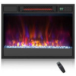 Caminetto Elettrico da Incasso 23 Pollici 1500W con Telecomando, Effetto Fiamma LED, Spina EU/US Integrata, Vetro e Metallo, Lingua Francese - Product Image 1