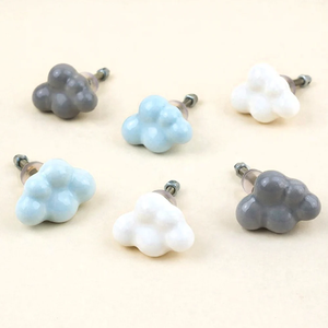 Wholesale Handmade <b>Ceramic</b> Cloud <b>Knobs</b> Pastel Drawer Cabinet Door Pulls Kids Nursery Furniture Decorative Handles - Product Image 1