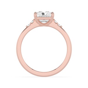 Impresionante anillo de compromiso de oro rosa de 10 quilates con esmeralda y diamante de corte redondo cultivado en laboratorio, 3.10 quilates en total, anillo nupcial de diseñador. - Product Image 2