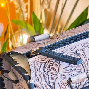 2026 New Design Luxury Sport Weekender Hand Tooled Florals Carved 100% Genuine Leather Water Proof Travel <b>Mini</b> Speedy Duffle Bag - Product Image 4