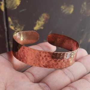 Belladec Handcrafted Hammered Red <b>Copper</b> Plated Wide Open <b>Bangle</b> Artisan Statement Jewelry Rustic Elegant Gift for Women - Product Image 3