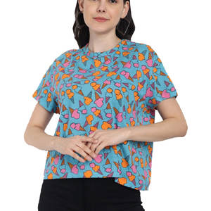 Nouveau T-shirt basique uni en coton doux à col rond pour femme, coupe courte, sexy, idéal pour l'été - Product Image 1