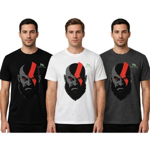 Custom Warrior <b>Face</b> Graphic T <b>Shirt</b> Men's Gaming Art Crew Neck Tee Embroidered Logo Streetwear OEM Factory Wholesale - Product Image 1