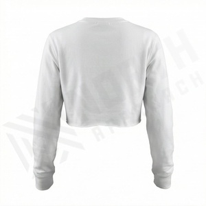 เสื้อครอปท็อปผู้หญิงผ้าฝ้ายสีตามสั่ง แขนยาว ถักลายพิมพ์ที่ชายเสื้อ สไตล์สตรีทแวร์ ฟิตเนส ออกกำลังกาย เสื้อยืดแอคทีฟแวร์ - Product Image 2