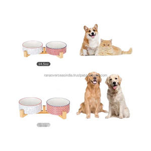Juego de cuencos de cerámica para mascotas de último diseño con soporte de madera resistente, perfecto para las necesidades de alimentos y agua, múltiples opciones elegantes disponibles - Product Image 2