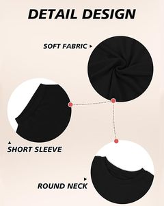 Chemise à manches courtes en tricot décontractée pour femmes, col rond, couleur unie, tissu doux, à porter au quotidien - Product Image 5