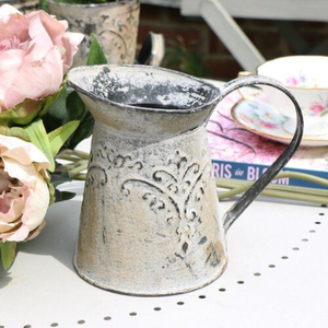 Decorative Metal Flower <b>Pot</b> & Tall Pitcher Vase For Antique Finish Galvanized Iron Planter For Living Room Garden And Events - Product Image 6