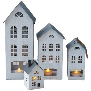 Lanterne de table vintage en fer blanc nordique pour bougies chauffe-plat, idéale pour la décoration intérieure et les fêtes de Noël - Product Image 1