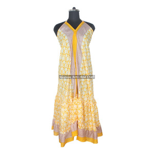Vestidos Largos de Playa para Mujer 2026, Cuello en V, Estampado Floral, Estilo Bohemio, Casual, Vintage, de Seda, Tipo Sari, Elegantes para Cena - Product Image 3