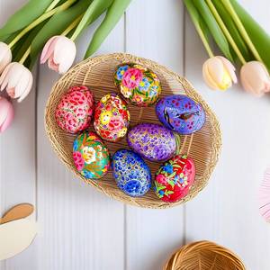 Œufs de Pâques en papier kraft de forme ovale, ensemble de décoration artisanale pour la peinture de motifs floraux, projet DIY - Product Image 6