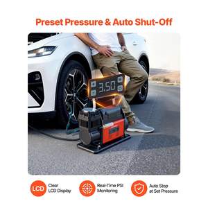 Gonfleur de pneus portable 12V haute performance avec arrêt automatique, écran LCD numérique, 7,14 CFM, 150 PSI, adaptateurs de pompe à air tout-terrain pour camions 4x4 - Product Image 3