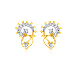 Pendientes Circulares de Diseño Romántico con Hojas Artísticas y Diamantes Brillantes, Oro Amarillo de 18K, con Diamantes Cultivados en Laboratorio - Product Image 1